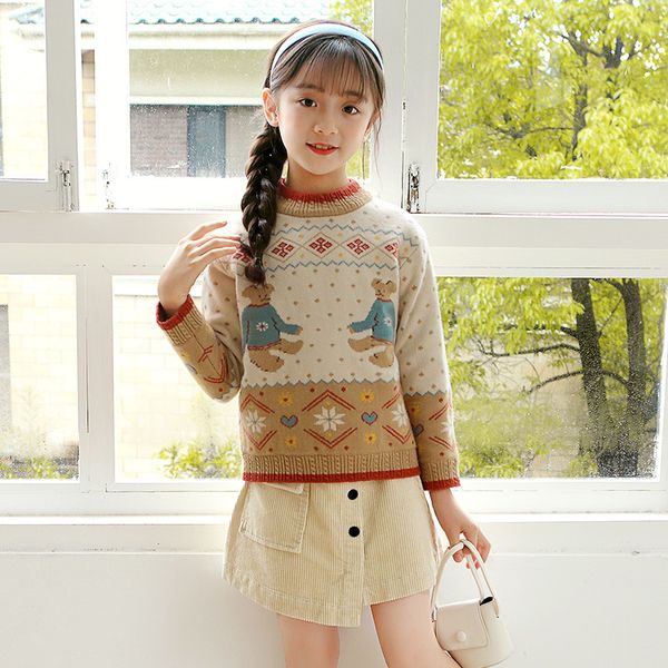 

kids designer clothes girls girls' sweater autumn 2020 new style children's pullover sweater big children's sweater little gi, Blue