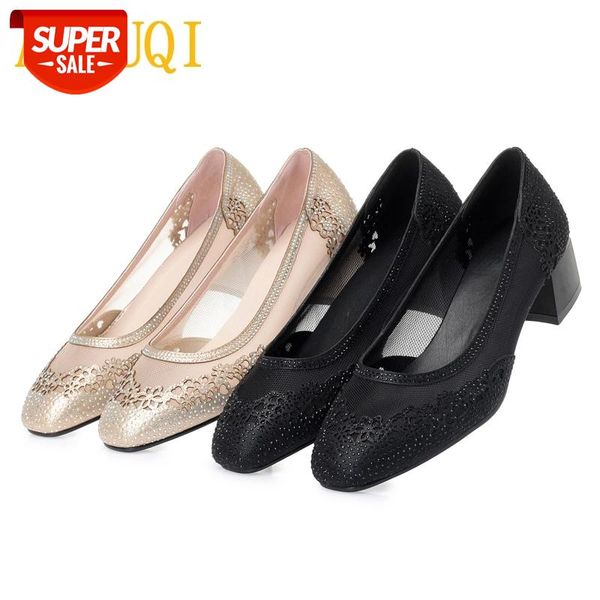 

aiyuqi women dress shoes 2020 summer new women shoes mesh large size 41 42 43 rhinestone gold fashion #w06t