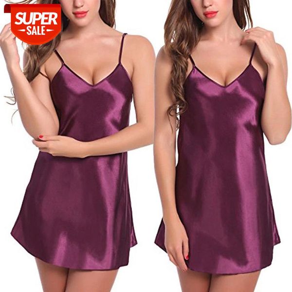 

summer women erotic deep v-neck silk nightwear ladies simple elegant casual babydoll wear plus size #1z9g, Black;white
