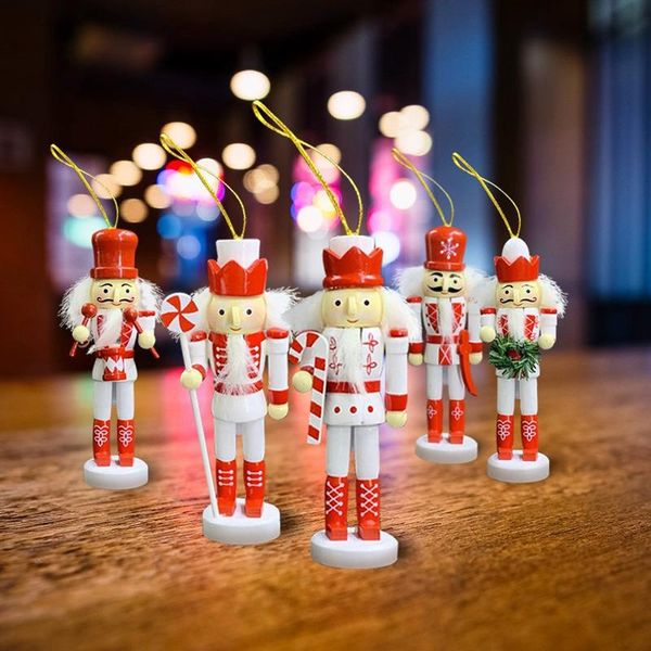 

5pcs/set s 12cm nutcracker mini wooden soldiers band doll christmas tree ornament new year christmas decoration for home