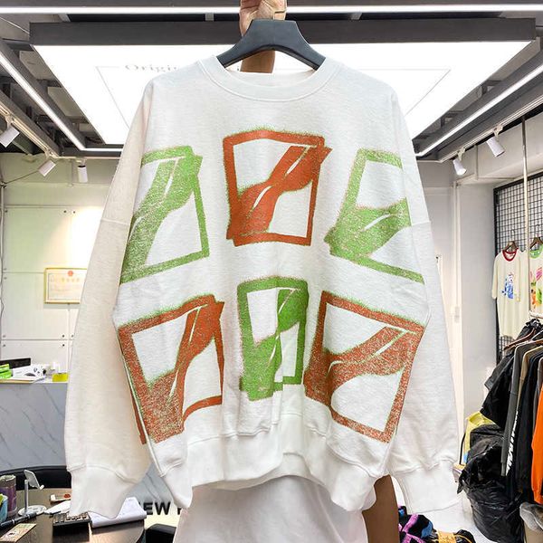 

men's hoodies fashion we11 geometric pattern done letter men's and women's same loose pullover round neck jacket sweater, Black