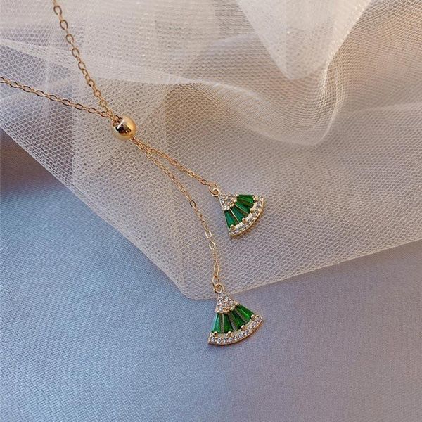 

pendant necklaces fashion 1pc classic green white crystal geometric necklace chokers for women, Silver