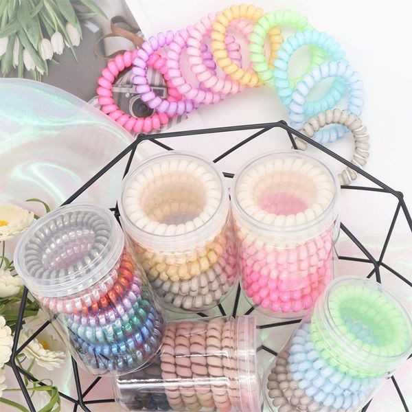

9pcs/ barrel popular scrunchies telephone wire gum for ladies elastic hair band rope large size scrunchy candy colored bracelet