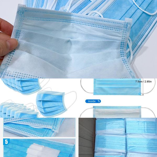 

factorypq55protective layers 3 dust-proof mask disposable mask 400pcs dustproof facial protective cover masks maldehyde prevent bac