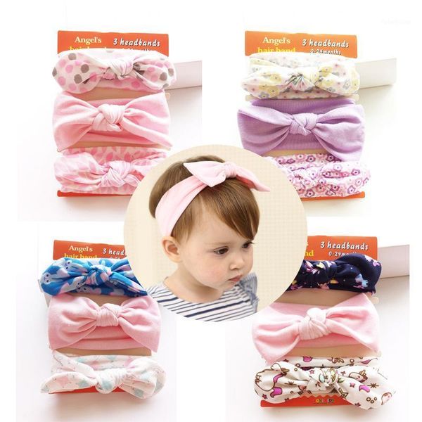 

3pcs/set baby kids elastic headbands flower bowknot turban hair accessories dots knotted headwear baby girls hair bands1, Slivery;white