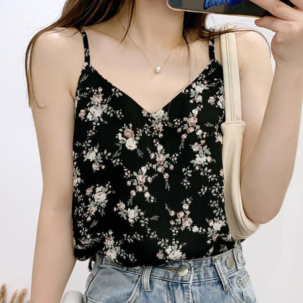 

#40 new for women fashion women v-neck casual sleeveless printed camis vest loose tanks camiseta tirantes mujer, White