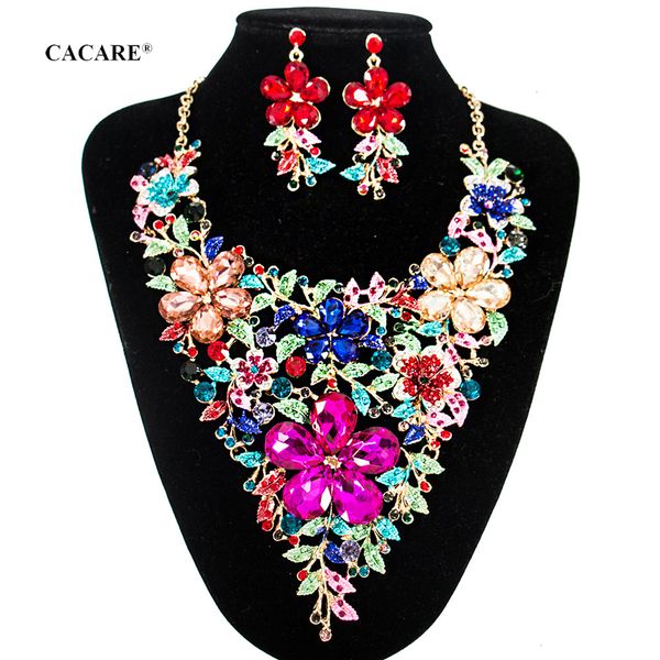 

fine jewelery set necklace earrings maxi women vintage big pendent jewellery statement collares f0178 rhinestones 6 colors, Silver