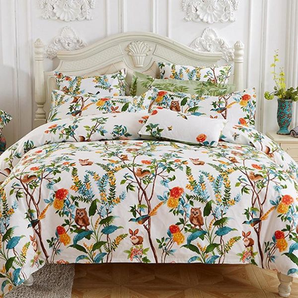 

4pcs bedding set soft flora duvet cover with bed sheet and 2 pillowcases