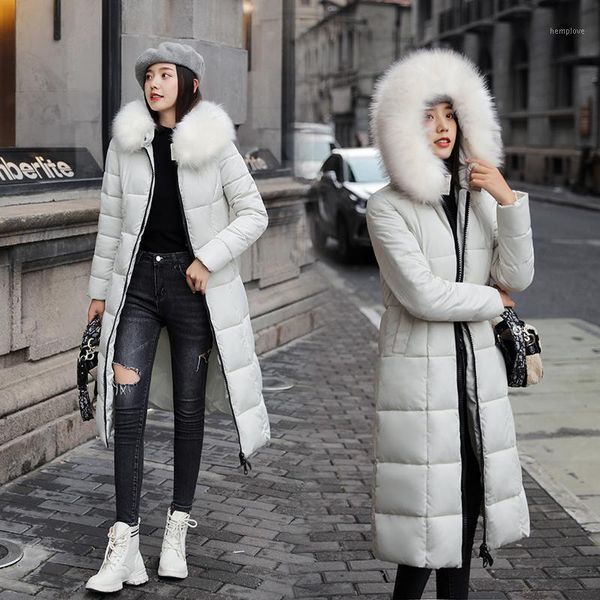 

autumn winter big fur collar cotton coat women loose 2020 women's long-sleeved trumpet sleeve casual padded coat female e2891, Black