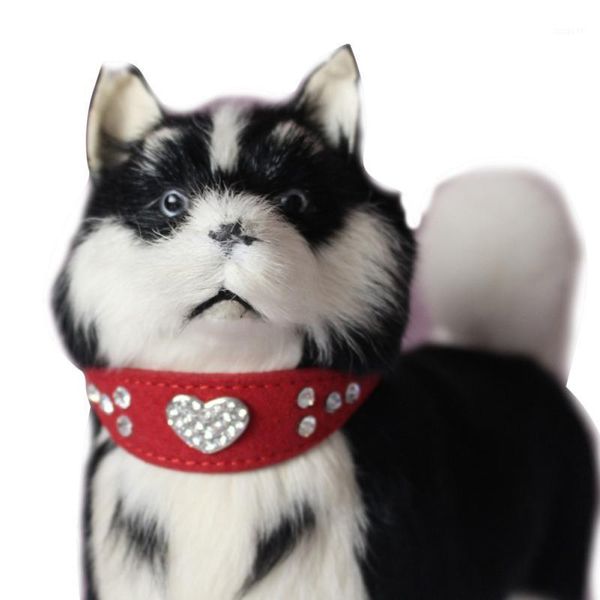 

pet collar pu leather crystal diamond puppy pet dog collars size xs s m pink red supplies for medium and large dogs1