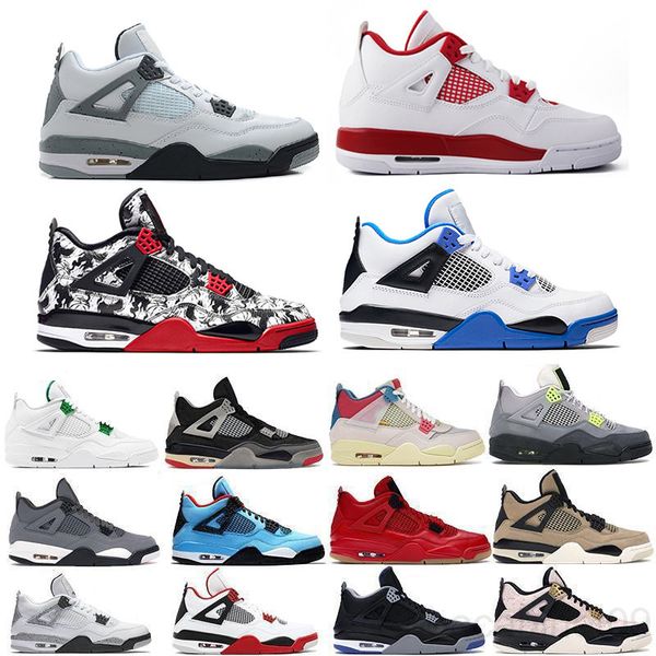 

2021 men women 4s basketballs shoes fire red 4 black cat pure money guava ice metallic purple mens trainers sneakers size 5.5-13 tg7n