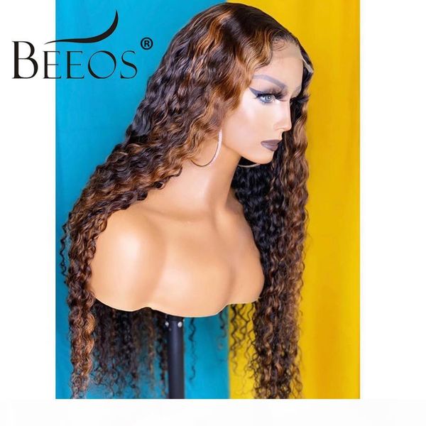 

dg 13*4 deep partbrazilian remy hair curly highlight color hair pre plucked hair line bleached knots, Black