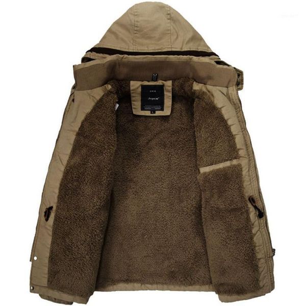 

men's down & parkas men hooded cotton coat add wool fertilizer big yards cotton-padded jacket shoulder strap zipper pure color leisure, Black