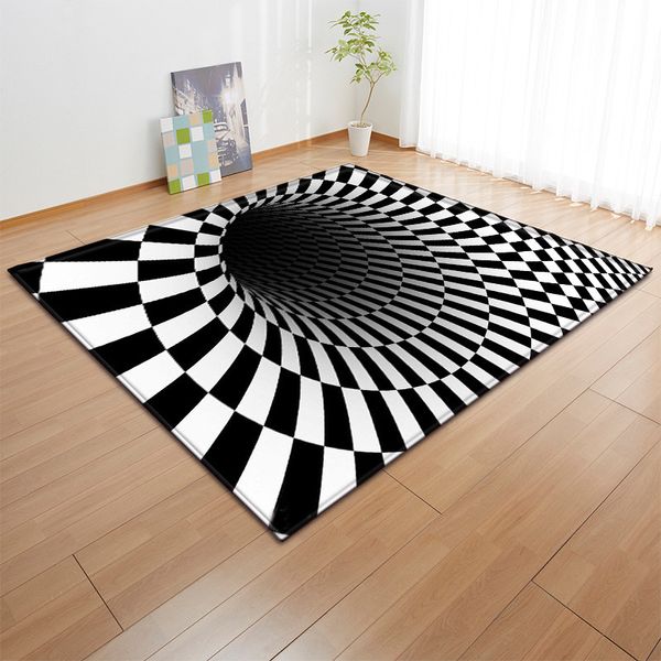 Kreative Schwarz-Weiß-Typ 3D-Druck Teppich Wohnzimmer Teppich Anti-Rutsch-Badezimmer großer Teppich absorbieren Wasser Küchenmatte Y200416