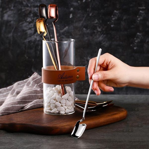 

creative easy haning coffee spoon stainless steel fruit fork ice cream spoon dessert cake scoop tableware1