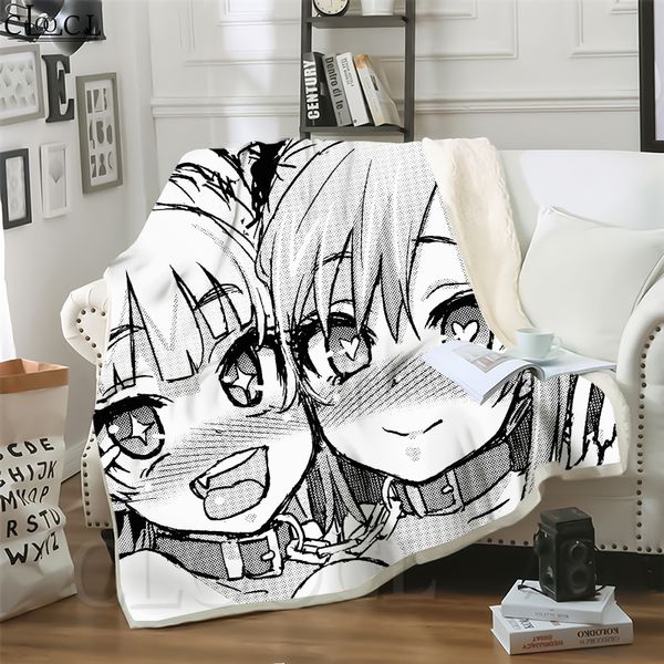

cloocl anime ahegao 3d print harajuku air conditioning blanket sofa teens bedding throw blankets plush quilt