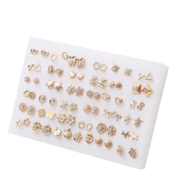 

18 / 36pairs мода стиль стиль стиль золотой цвета горный хрусталь кристалл цветочные ушибки для женщин девушки ювелирные изделия brincos o w, Golden;silver