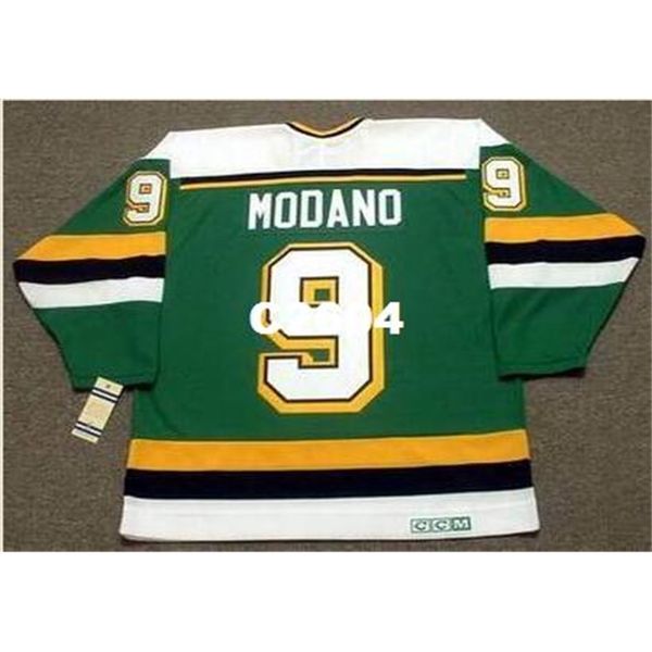

men #9 mike modano minnesota north stars 1991 ccm vintage retro vintage home hockey jersey or custom any name or number retro jersey, Black