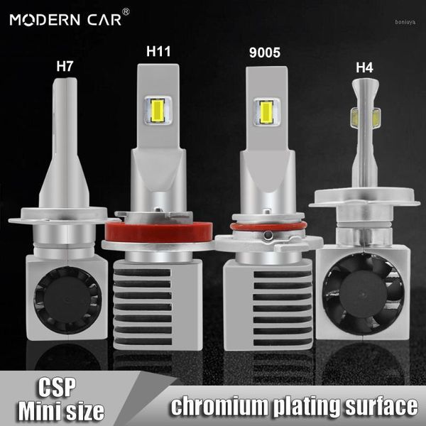 

car headlights modern 2021 arrival csp 60w 9000lm sided fan cooling design led headlight bulb h11 h7 h4 9005 9006 9012 880 h3 light1