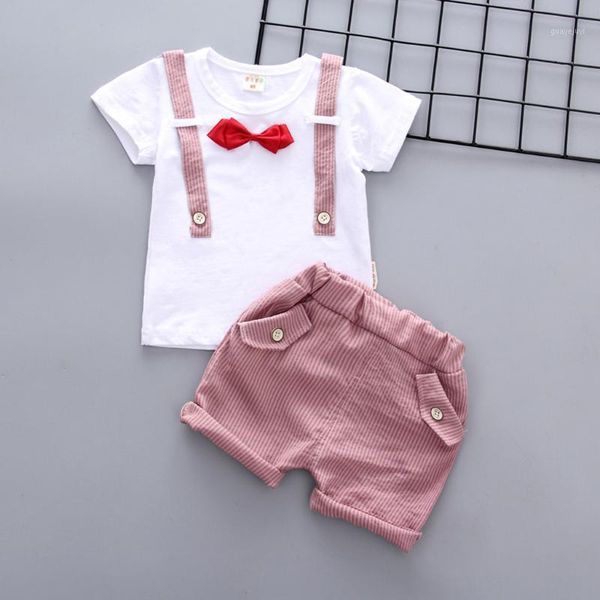 

summer baby boys gentleman clothes outfits set toddler infant bowknot short sleeve t-shirt shorts set 2020 baby boy outfit1, White