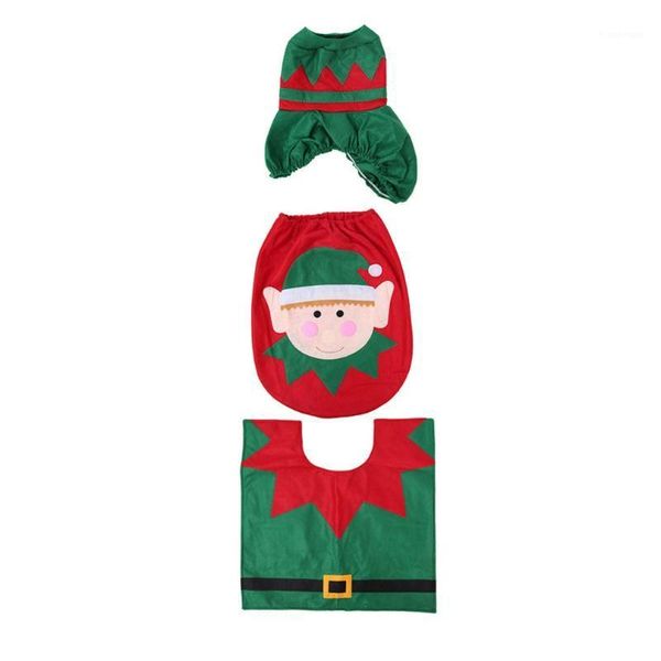 

3pcs/sets flannel toilet seat cover rug bathroom set decoration rug christmas xmas natal navidad elf,deer,santa claus 3 styles1