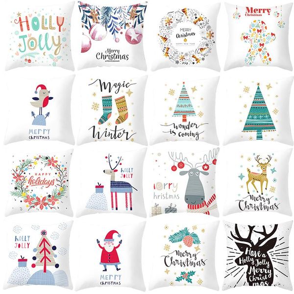 

cushion/decorative pillow 45*45cm christmas santa claus pattern cotton throw cushion cover xmas car home sofa decorative pillowcase