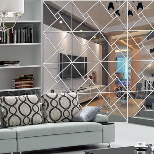 Adesivos de Parede Auto-adesivo Espelho 3D Quarto Sala de estar Decoração de TV Decalques DIY adesivo Home Decor