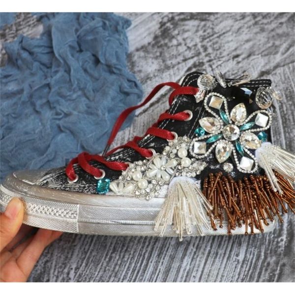 

2020 retro station old classic heavy canvas strass shoes f4zx, Black
