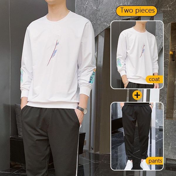 

2020spring and autumn new men's sweater hong kong style sports and leisure suit long-sleeved t-shirt sweater suit men's clothing1, Gray