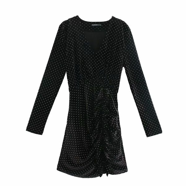 

2021 new autumn europe and the united states women's long sleeve beaded trimmed veet manufacturers selling wholesale 1dqr, Black;gray