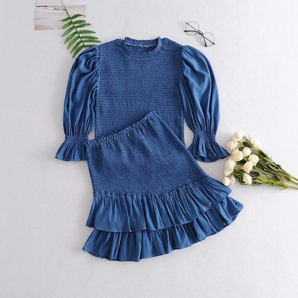 

2020 new summer women 2 pieces set blue solid shirt above knee skrits suit female clothes1, White