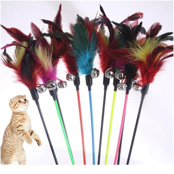 

cat toys random color make a cat stick feather black coloured pole like birds with small bell natu jlloom