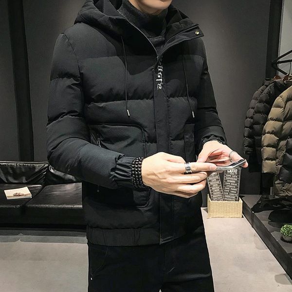 

fashion casual cotton coats bomber coat mens jackets quality slim fit warm men parka jacket padden coat size m- 4xl, Black