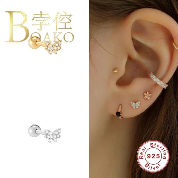 

stud boako mini butterfly earring for women 925 silver earrings piercing girl fine jewelry pendientes brincos aretes, Golden;silver