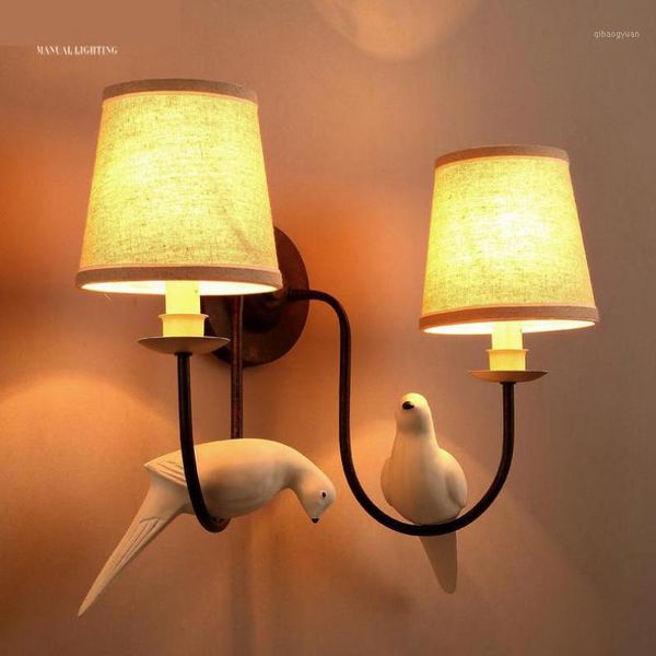 

warehouse bar wrought iron wall sconce latin american bird wall lamp bedroom bedside cloth cover dining room lamparas de pared1