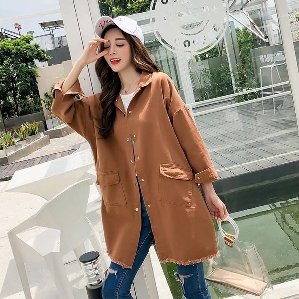 

fasion casual single breasted designer women spring trench coat 2018 wide-waisted european windbreaker solid autum streetwear1, Tan;black