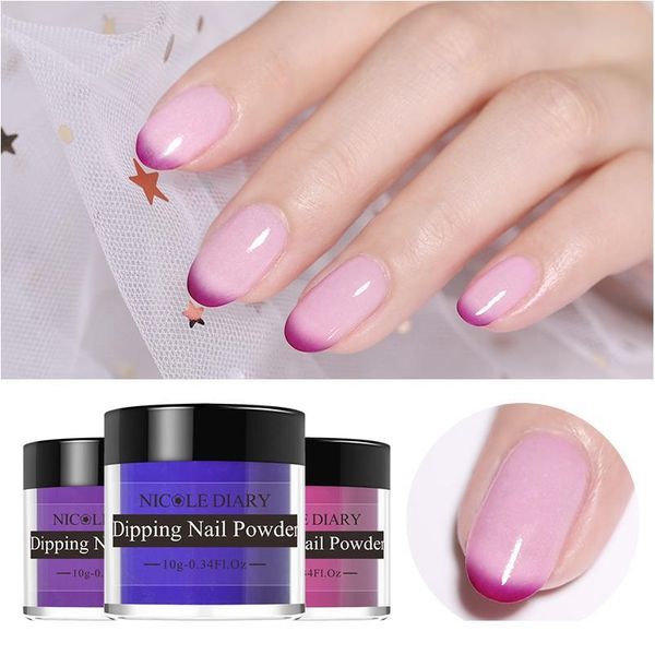 

nicole diary 10g thermal dipping nail powder gradient color change light change dipping nail glitter dust natural dry de jllyzx, Silver;gold