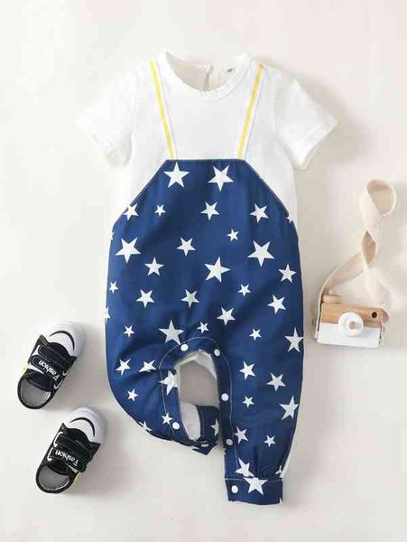 

baby colorblock star print 2 in 1 jumpsuit she, Blue