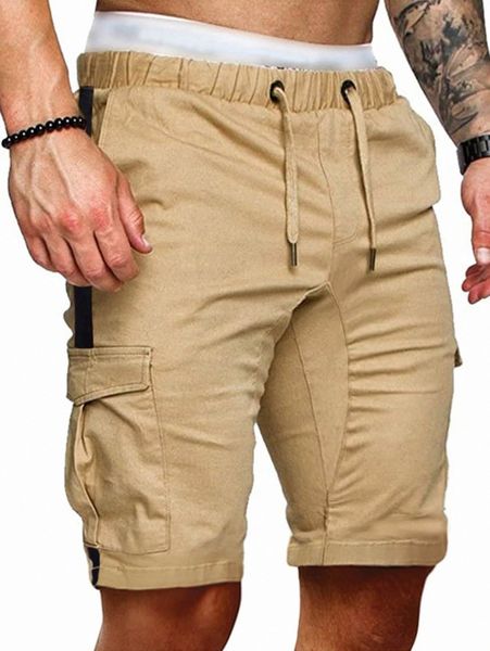 

men flap pocket drawstring waist shorts w5an#, Black