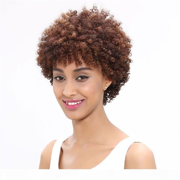 

бразильские человеческие волосы кружева парик извращенного кружева вьющиеся фронт парик предварительно сорвывают 130% плотность 27 # коротки, Black;brown