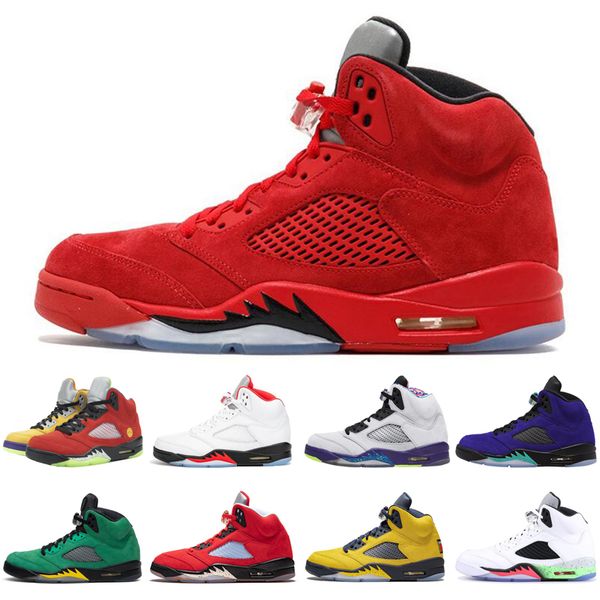 

2021 jumpman 5 5s what the men basketball shoes alternate bel fire red oregon ducks athletic mens trainers sports sneakers size 7-13, White;red
