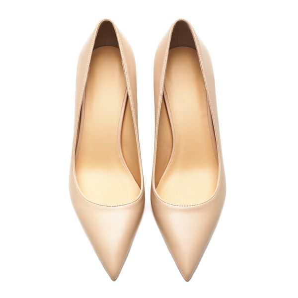 

katelvadi ladies shoes beige split leather 6.5cm high heel pumps women shoes sapato feminino footwear size 34-42 k-324 y200702, Black