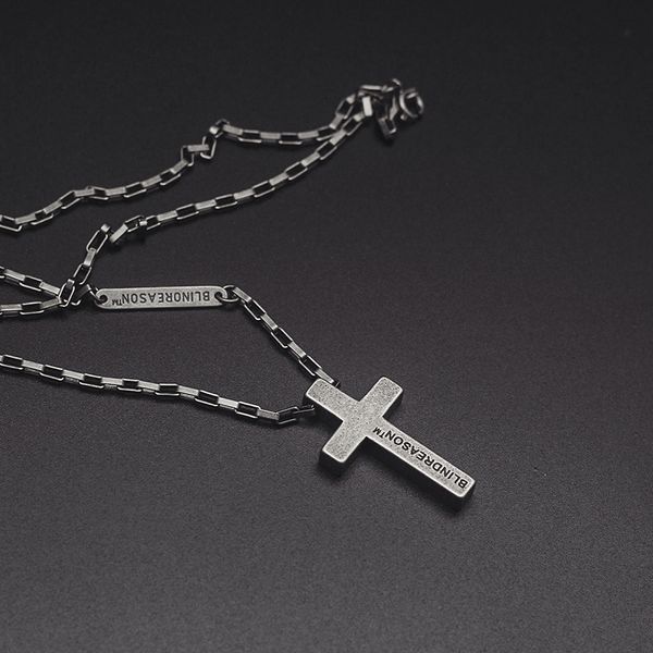 

personalized sweater chain trend decorated with titanium steel cross faith power silver necklace for men and women