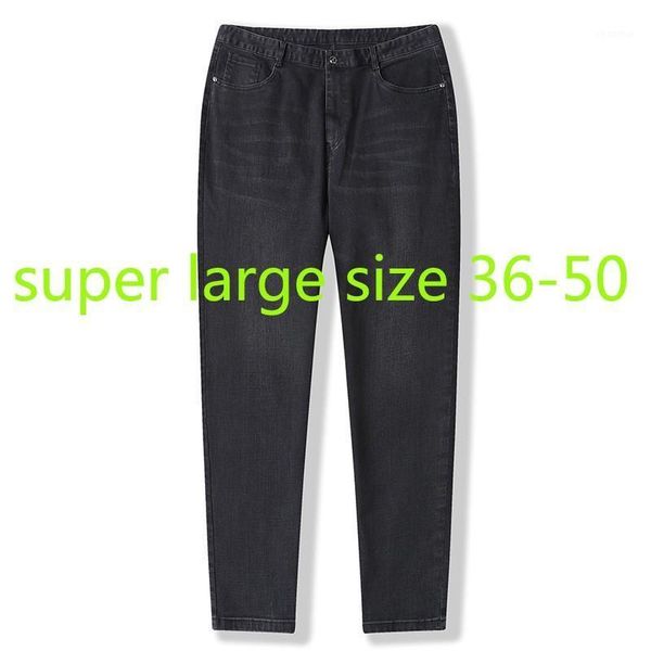 

new arrival super large autumn style men black jeans zipper loose full length casual plus size 36 38 40 41 42 44 45 46 48 501, Blue