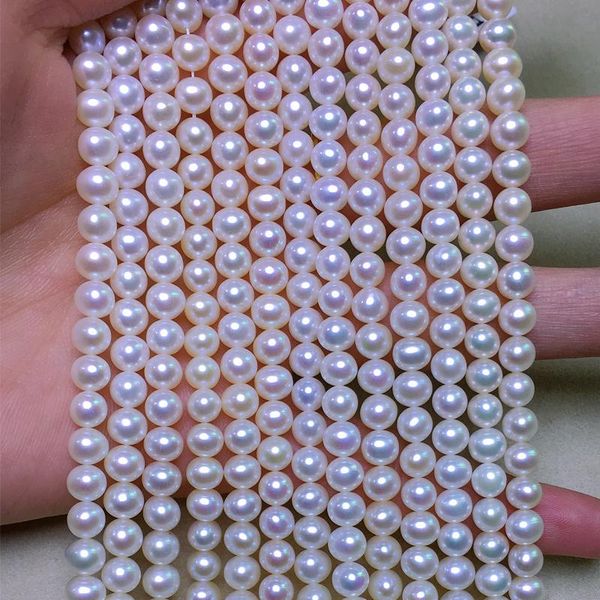 

freshwater pearl necklace round shape with size 5-5.5mm perfect/great lusterfor jewelry diy loose pearl strands, Silver