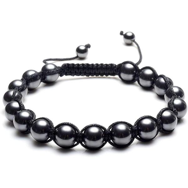 

tennis men women reiki healing energy natural tiger eye stone magnetic hematite therapy beads macrame adjustable braided link, Golden;silver