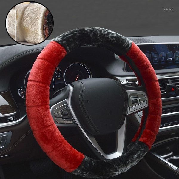 

winter super soft plush car steering wheel cover universal warm faux auto handlebar on the steering-wheel 37/38cm 2020 new1