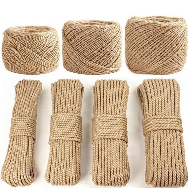 

hand-woven diy material coarse ornament wear-resistant rope fine linen p wall decorative natural jute twine tied cord, Black;white