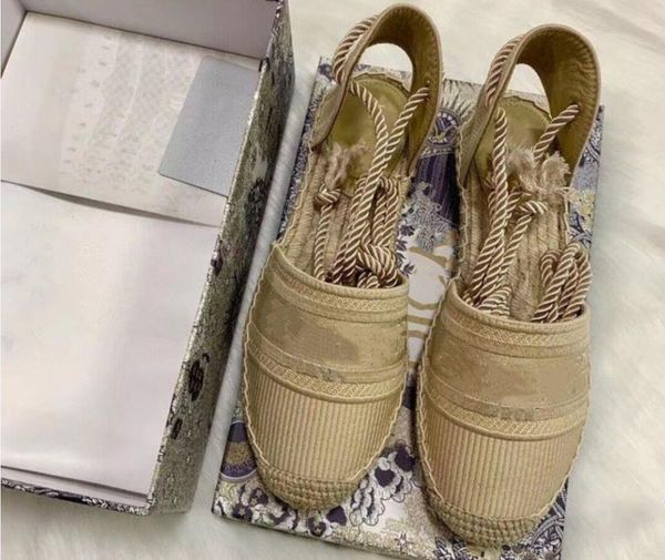

luxury new classic designer style ladies fisherman flat-heeled jacquard embroidered canvas tpu combined with straw fisherman shoes, Black