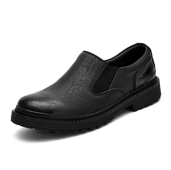 

mens loafers moccasins slip на натуральной кожаной обуви 2021 мужчины открытый ручной работы швейные повседневные обувь мода вождение обувь, Black